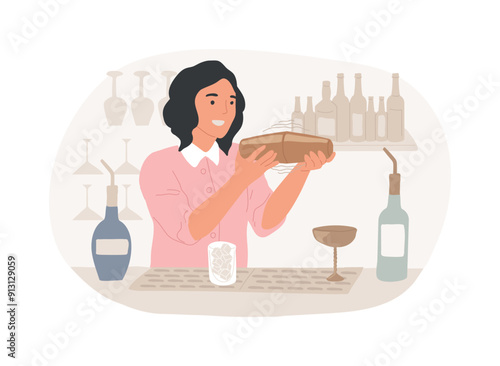 Shaking cocktail isolated cartoon vector illustrations.