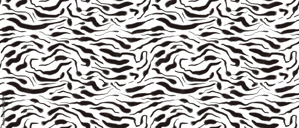 Seamless abstract textured pattern. Simple background with black, white texture. Digital brush strokes. Lines. Design for textile fabrics, wrapping paper, background, wallpaper, cover. Seamless abstract textured pattern. Simple background with black, white texture. Digital brush strokes. Lines. Design for textile fabrics, wrapping paper, background, wallpaper, cover.