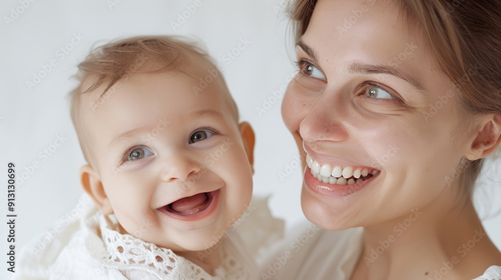 Heartfelt connection is beautifully shown through the smiles of a mother and her happy baby. Heartfelt connection is beautifully shown through the smiles of a mother and her happy baby.