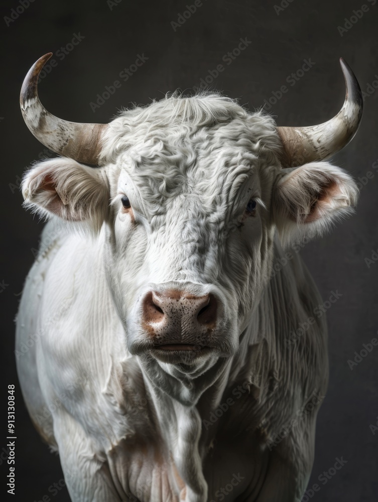 Albino bull. Studio photography of an animal in white color. Albino bull. Studio photography of an animal in white color.