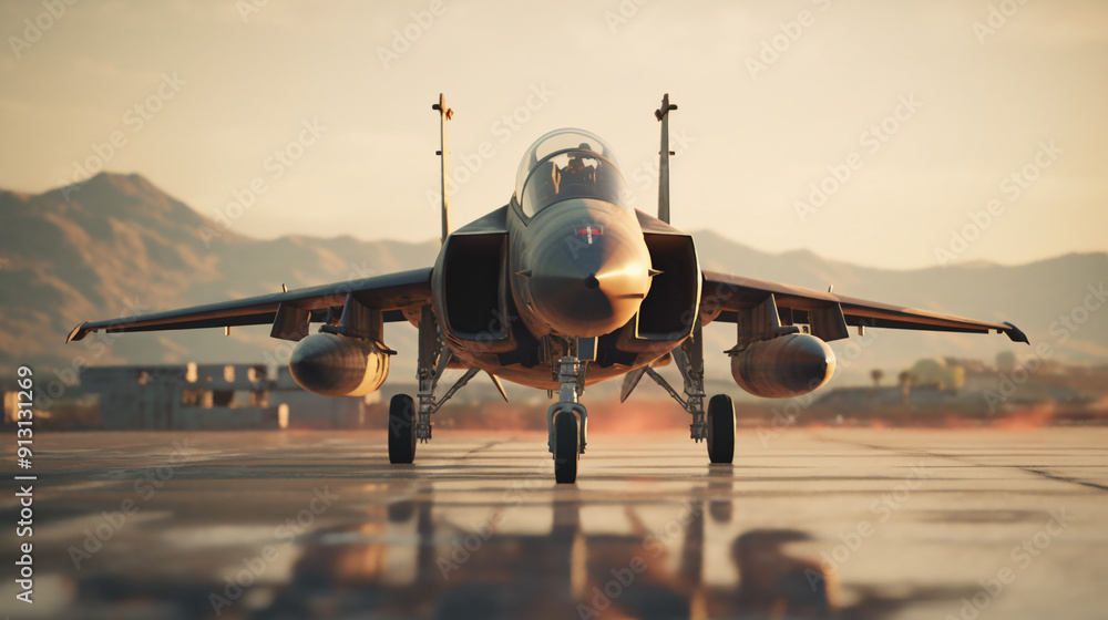 Fototapeta premium airplane at sunset
