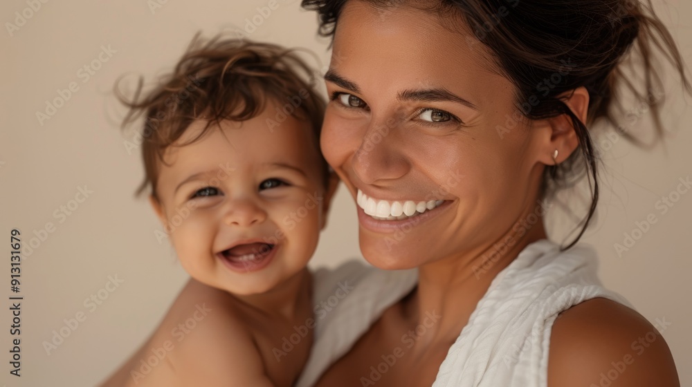 Loving smiles of a Latino mother and her delighted baby, capturing their deep emotional bond. Loving smiles of a Latino mother and her delighted baby, capturing their deep emotional bond.