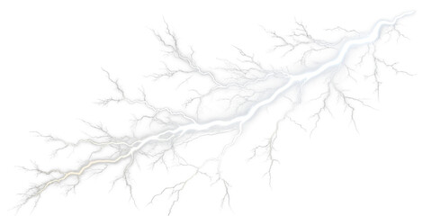 Bright white lightning bolt on transparent background