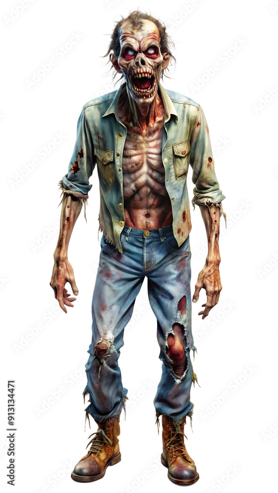 Aggressive zombie with open mouth, cut out transparent Aggressive zombie with open mouth, cut out transparent