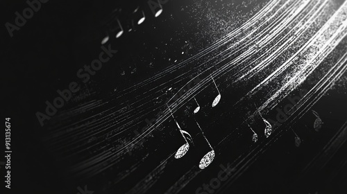 music notes minimalist,black background