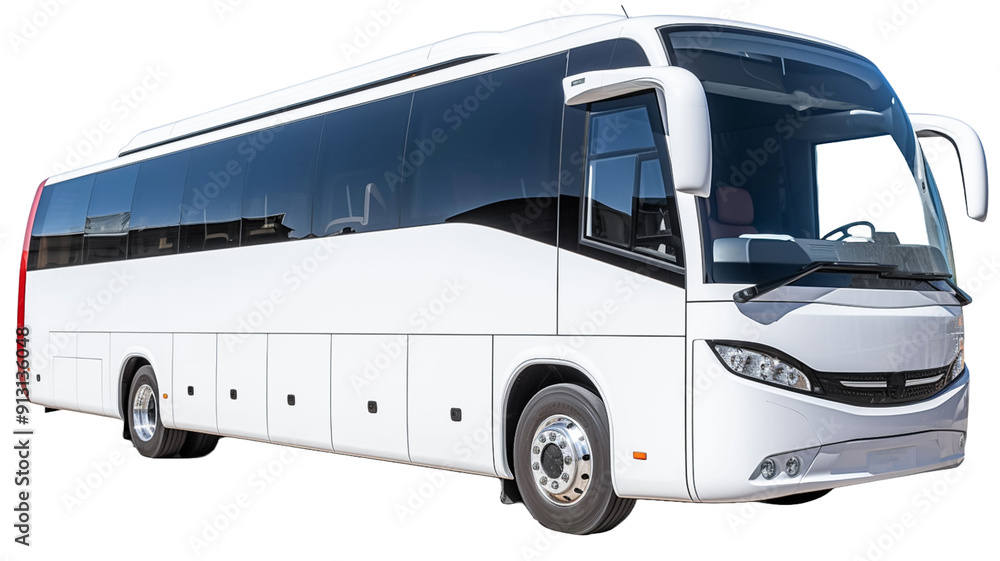 Naklejka premium White luxury bus isolated on white or transparent background.
