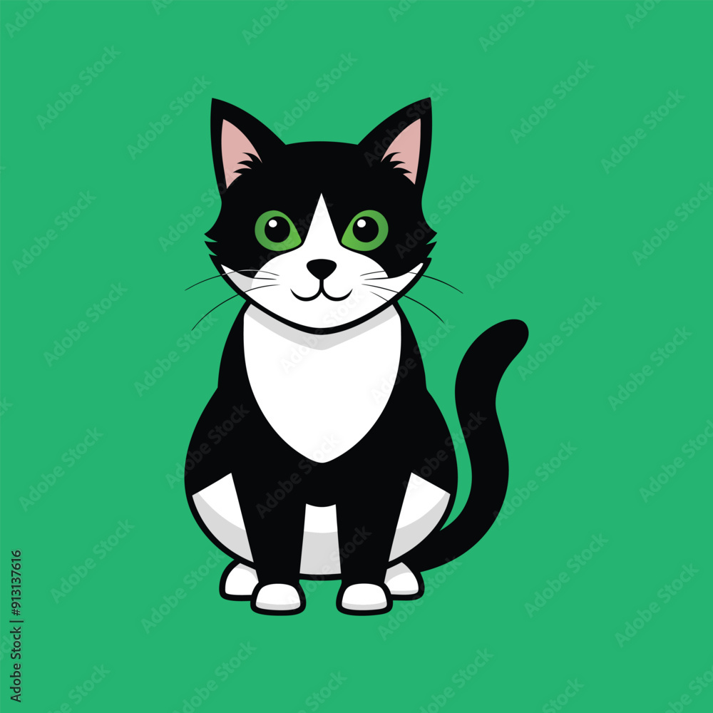 Cute cat mascot black vector illustration isolated on white background Cute cat mascot black vector illustration isolated on white background