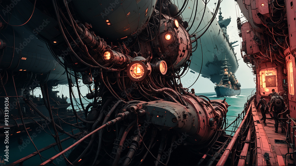 Fototapeta premium Mothership alien in the ocean photo render