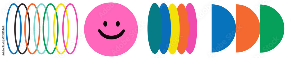 Fototapeta premium Cute colorful geometric shape png cut out element set