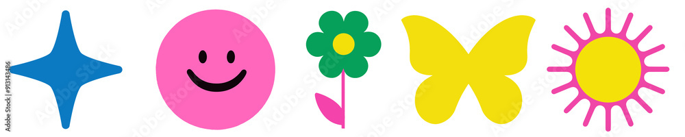 Fototapeta premium Cute colorful geometric shape png cut out element set