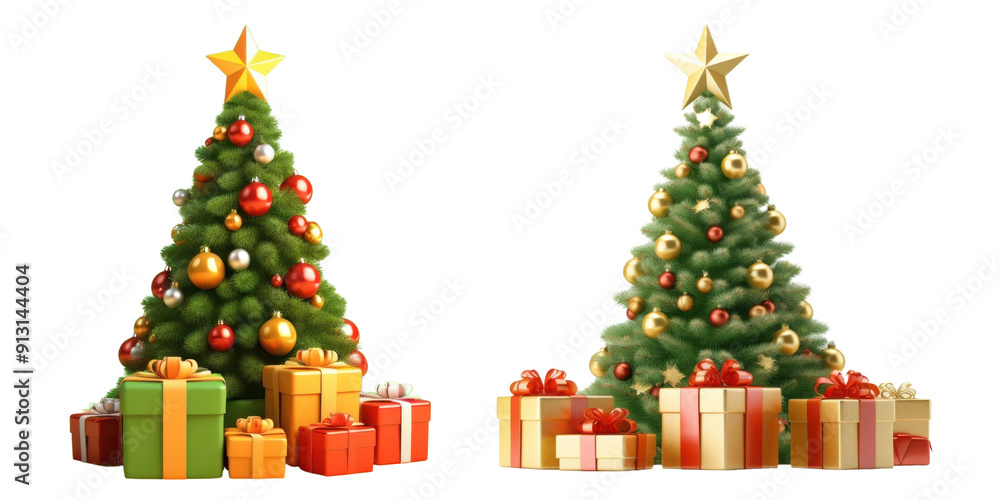 Christmas tree png element set on transparent background Christmas tree png element set on transparent background