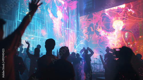 A futuristic concert with holographic performers.