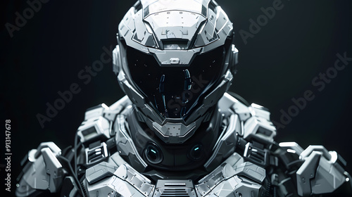 A futuristic soldier in a high-tech combat suit.
