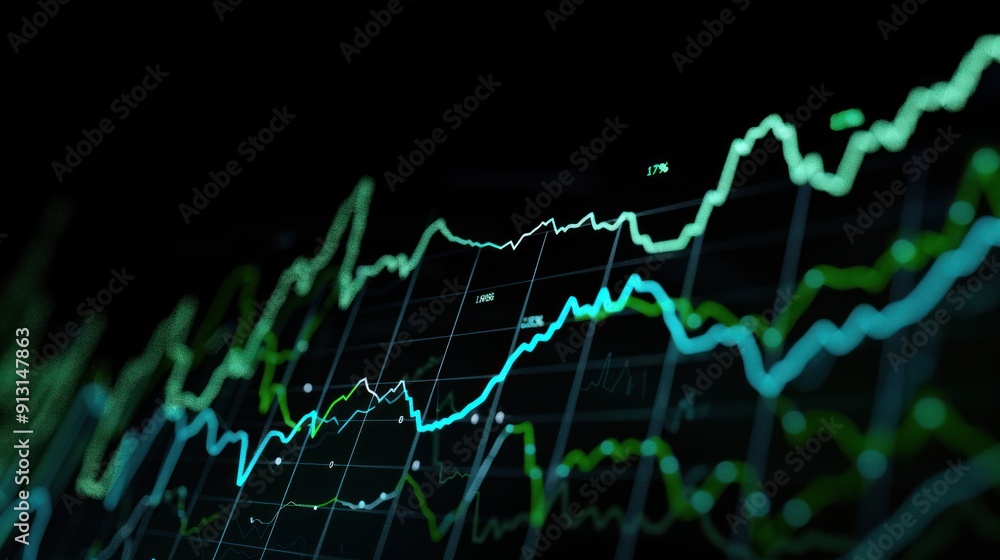 Stock Market Graph with Green and Blue Lines Stock Market Graph with Green and Blue Lines