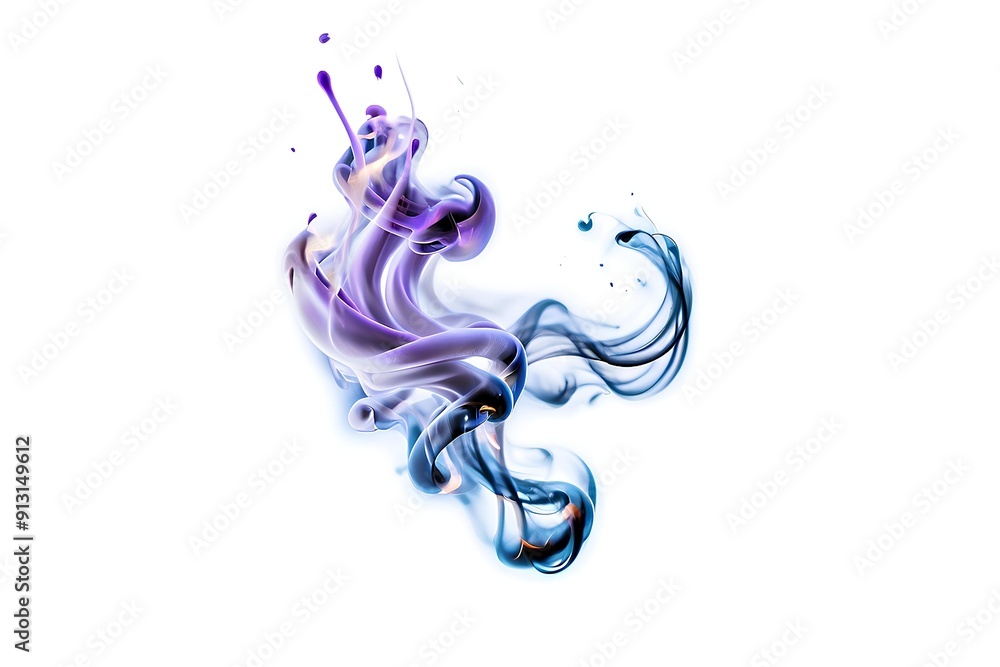 mesmerizing swirl of purple smoke captured in an abstract form, gently rising and intertwining against a light background, evoking a sense of movement and fluidity in a serene, otherworldly atmosphere