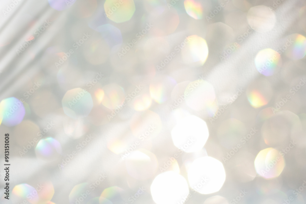 Obraz premium Abstract blur soft focus blinking light beige horizontal copy space background.