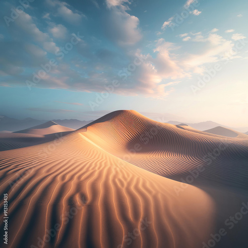 Wallpaper Mural Serene sand dunes illuminated by a warm sunset, casting long shadows across the desert landscape. Torontodigital.ca