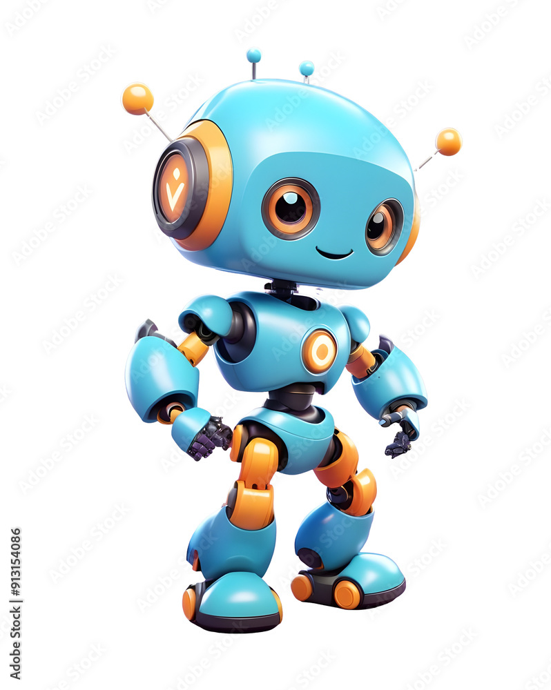 3D Cute Robot With Approved Check Mark 3D Cute Robot With Approved Check Mark