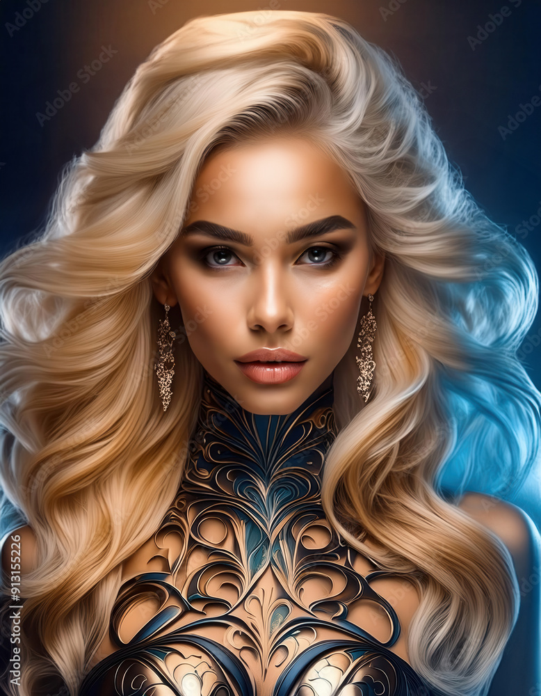 Fototapeta premium An attractive woman with lots of hair