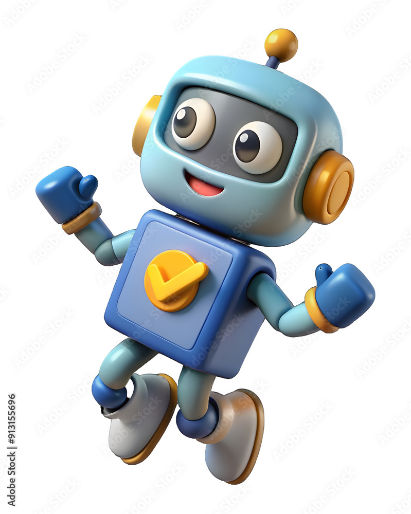 3D Cute Robot With Approved Check Mark 3D Cute Robot With Approved Check Mark