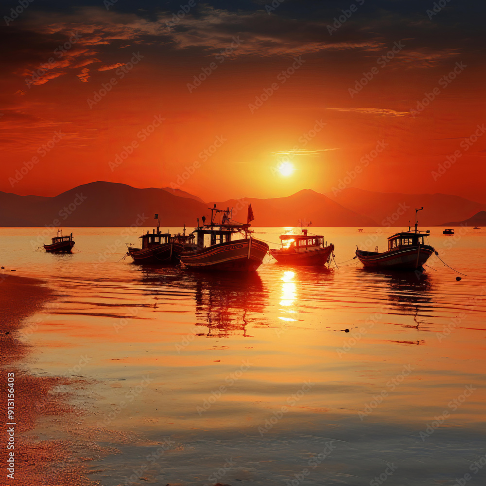 A picturesque sunset illuminates a boat tied to a dock, highlighting the peacefulness of the waterfront setting. A picturesque sunset illuminates a boat tied to a dock, highlighting the peacefulness of the waterfront setting.