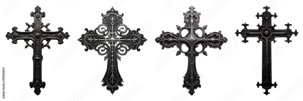 Gothic cross png cut out element set Gothic cross png cut out element set