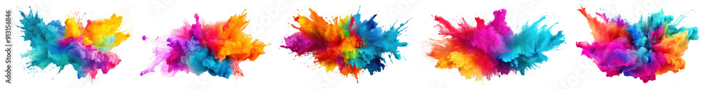 Colorful splash png cut out element set Colorful splash png cut out element set