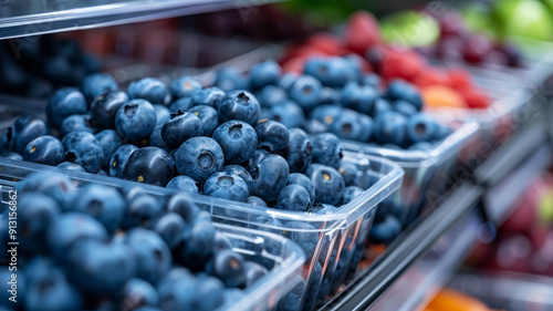 Wallpaper Mural Close-up of blueberries in plastic containers at a market. Torontodigital.ca