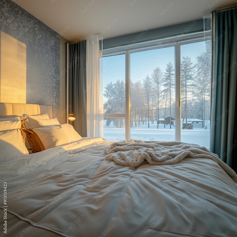 A well-arranged bed featuring white sheets and pillows, placed in front of a window, enhancing the room's natural light. A well-arranged bed featuring white sheets and pillows, placed in front of a window, enhancing the room's natural light.