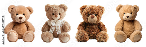 Teddy bear doll png cut out element set