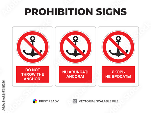 Prohibition signs. Indicatoare de interzicere. Запрещающие знаки. Do not throw the anchor. Nu aruncați ancora. Якорь не бросать (2) photo