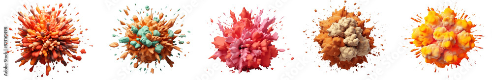 Naklejka premium 3d color explosion png cut out element set