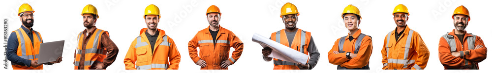 Diverse professional engineering png cut out element set