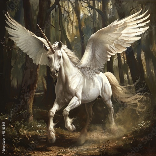 Alicorn: A winged unicorn, combining features of both Pegasus and the unicorn. photo