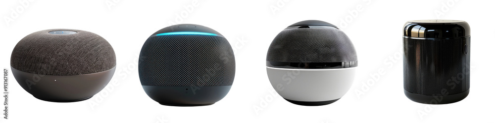 A smart speaker isolated on a white background. A smart speaker isolated on a white background.