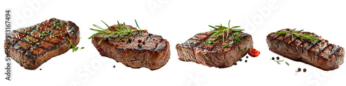 A steak isolated on a white background.