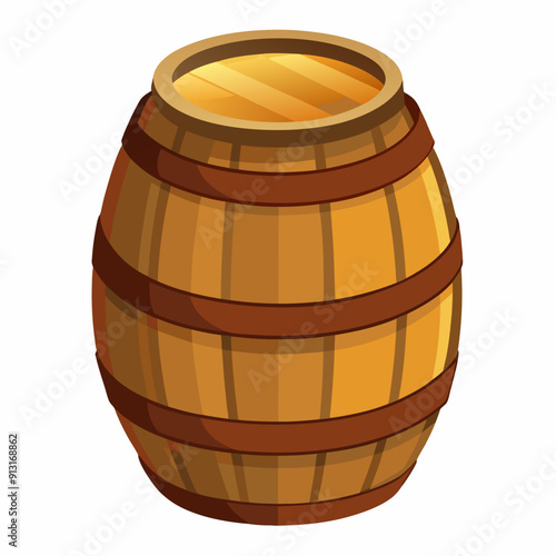 Wooden barrel art vector