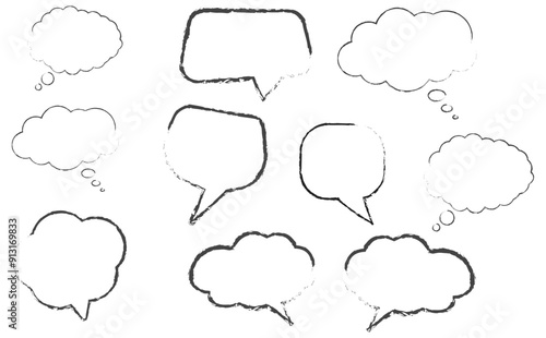 speech bubble chat icon collection set.blank white speech bubbles