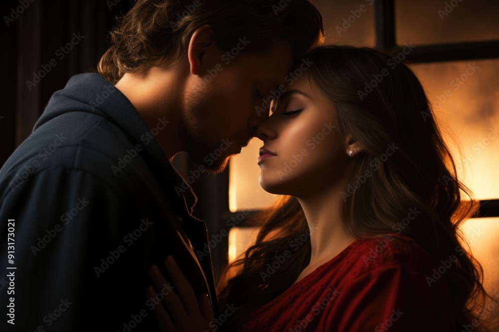 Scene of preliminaries from two people attractive in the relationship during the d, generative IA Scene of preliminaries from two people attractive in the relationship during the d, generative IA