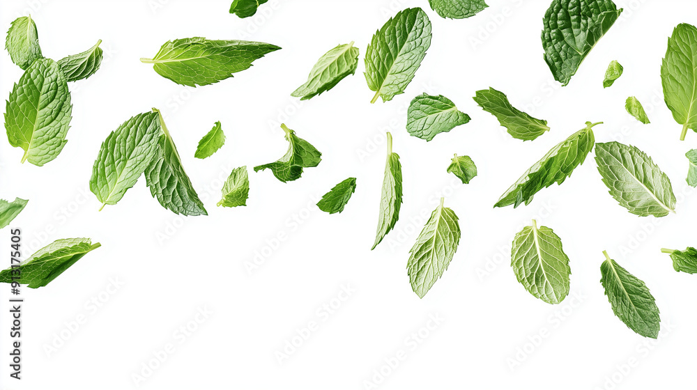 mint leaves isolated on white background mint leaves isolated on white background