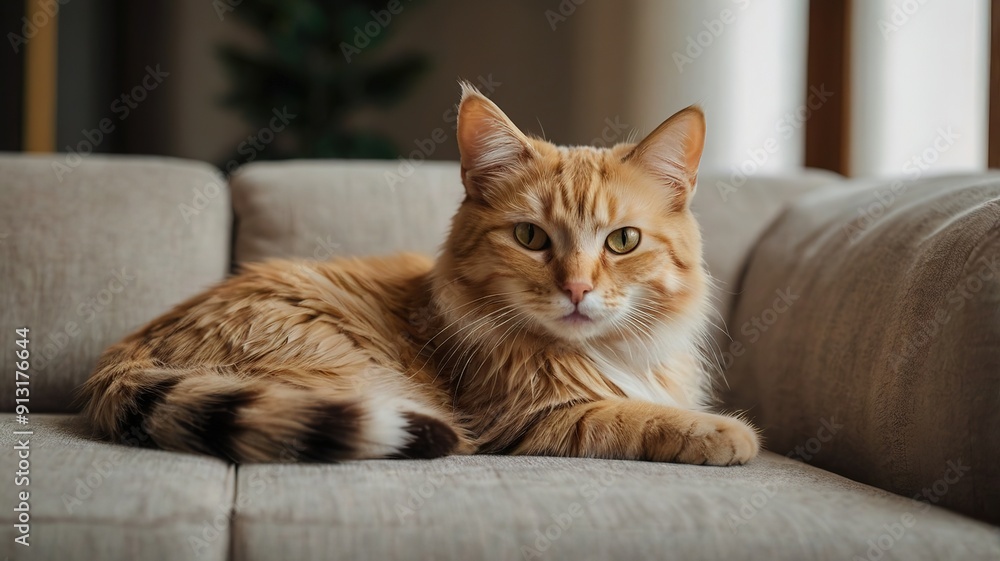 A cat is laying on a couch with its eyes open A cat is laying on a couch with its eyes open