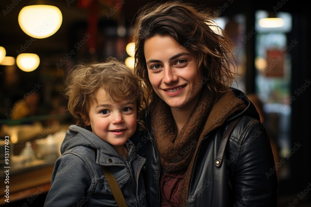 Portrait of a happy young mother in casual clothes, expressing all her love and te, generative IA Portrait of a happy young mother in casual clothes, expressing all her love and te, generative IA