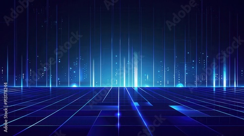 A stunning digital background featuring glowing blue lines and grid patterns, perfect for technology and futuristic designs.