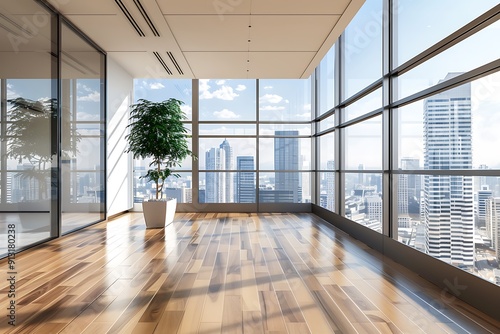 Wallpaper Mural Modern empty blank interior office room for work, Mockup Frame-Minimalistic concrete coworking office Torontodigital.ca