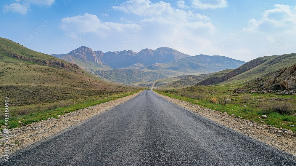 Asphalt Road Leading to Mountain Range Asphalt Road Leading to Mountain Range