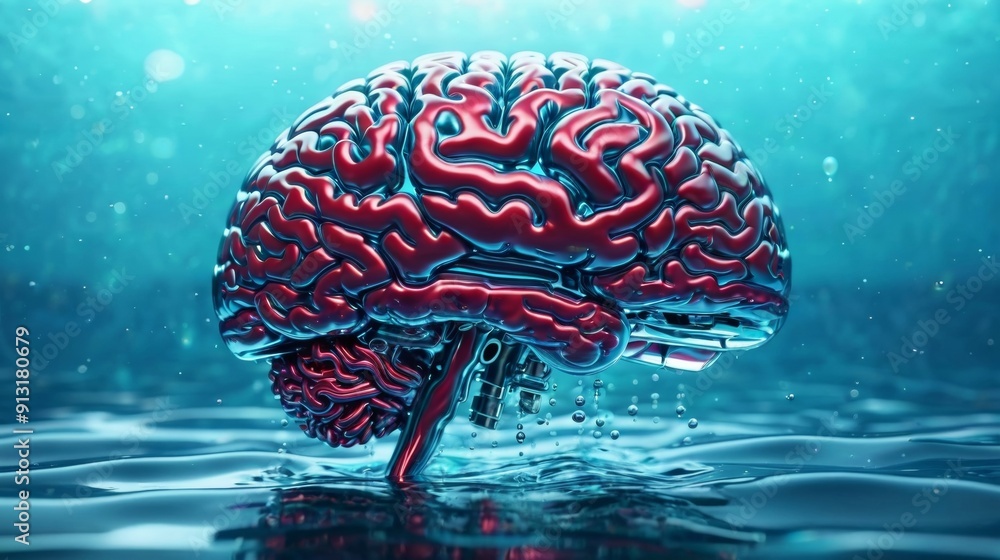 Red Brain Floating in Water Red Brain Floating in Water