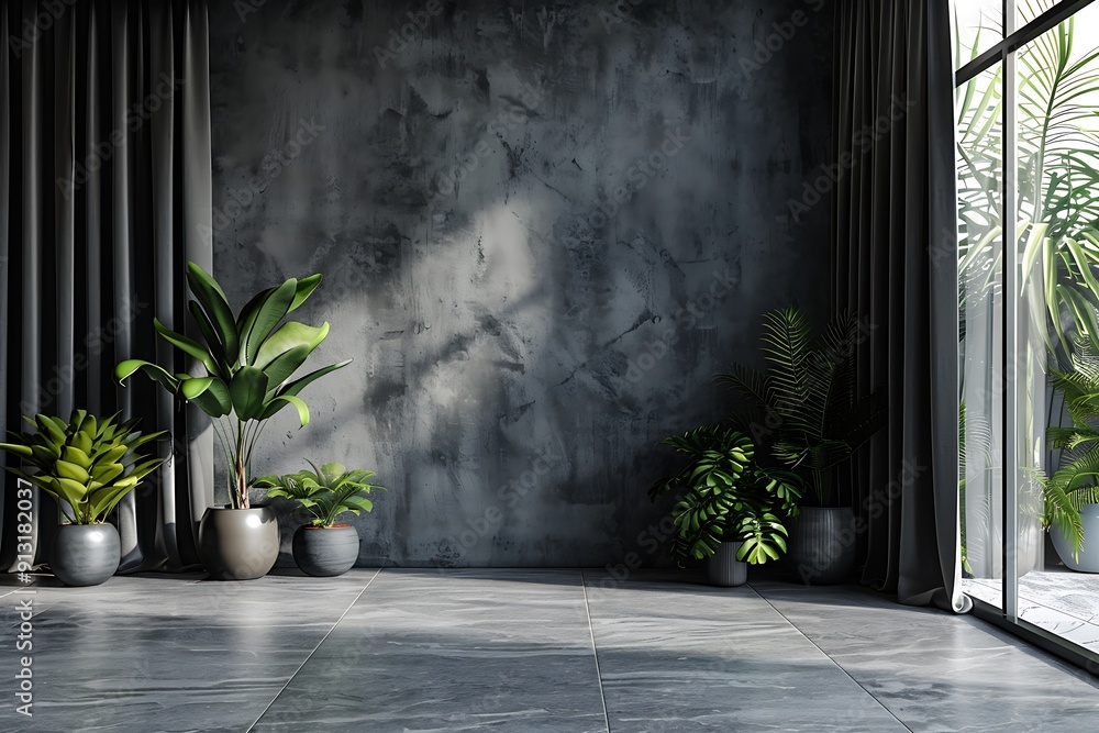 Modern empty blank interior office room for work, Mockup Frame-Minimalistic concrete coworking office Modern empty blank interior office room for work, Mockup Frame-Minimalistic concrete coworking office