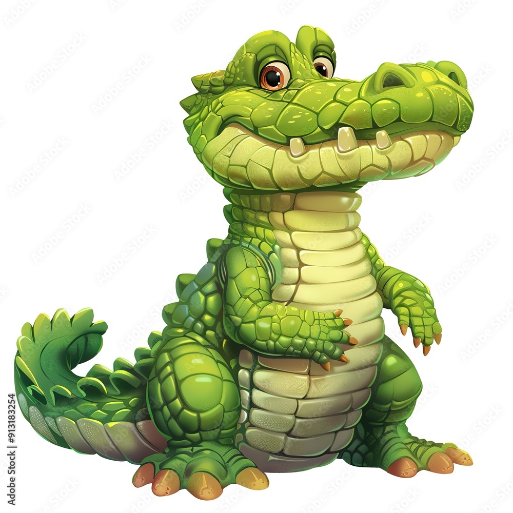 Fototapeta premium Alligator Time element fantasy cartoon isolated whitebackground 16:9
