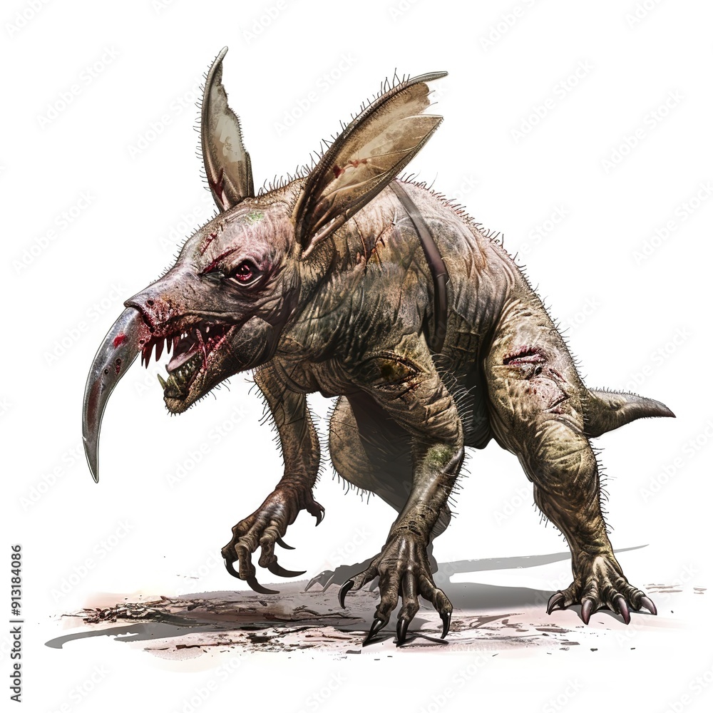 Aardvark zombie fantasy animal cartoon isolated whitebackground 16:9 Aardvark zombie fantasy animal cartoon isolated whitebackground 16:9