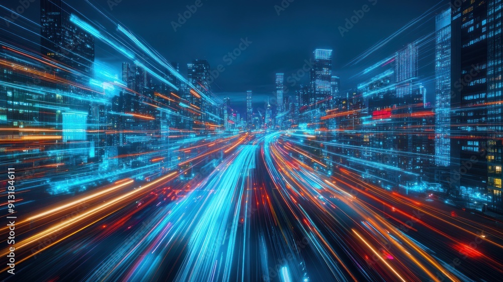 Cityscape with Lights Trails Cityscape with Lights Trails